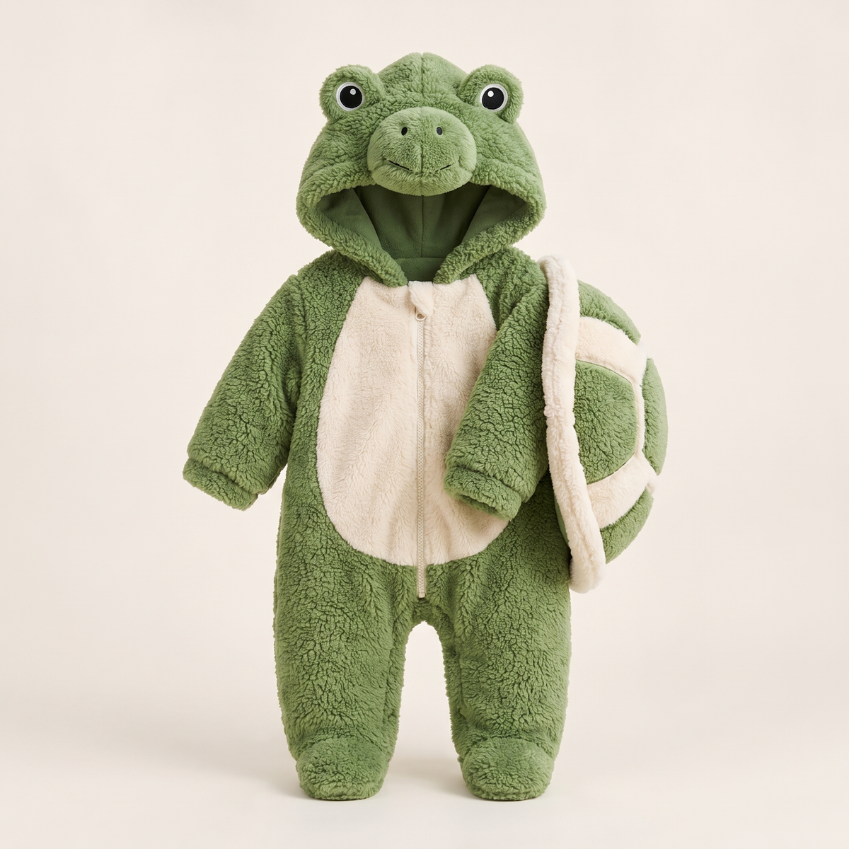 Mimiloop Turtle Hooded Baby Onesie - Front View