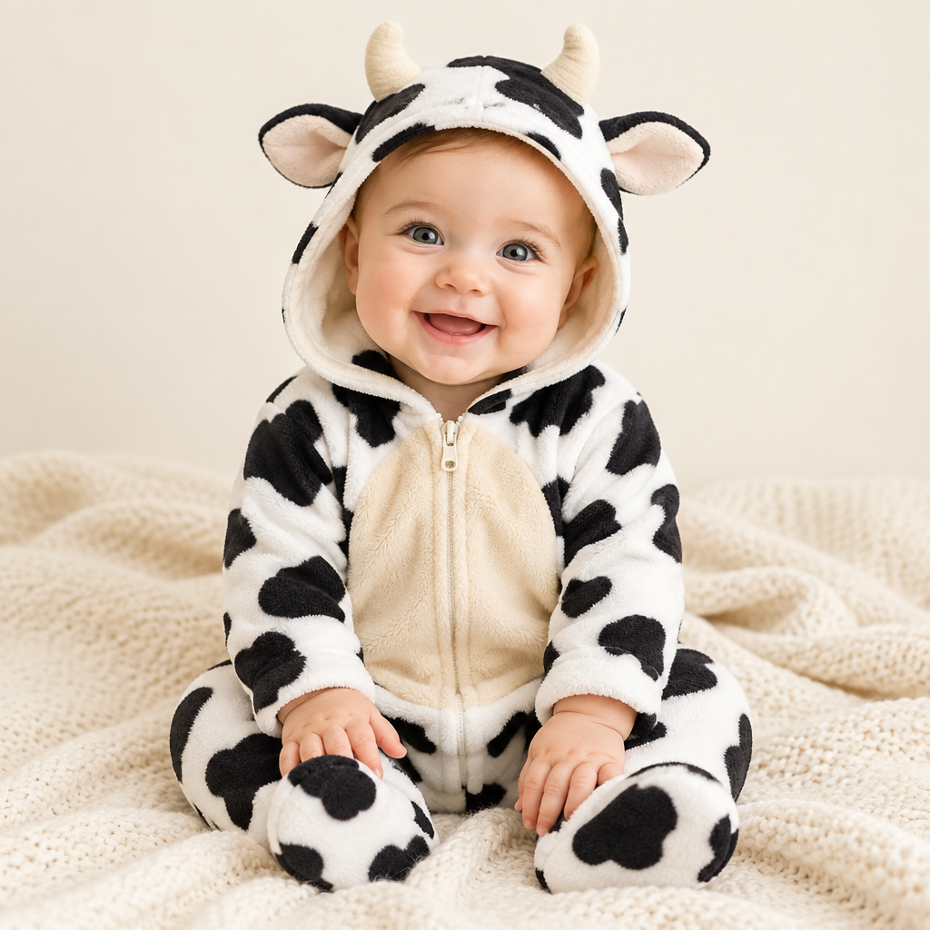 Bebé con pijama de vaquita Mimiloop - Product Shot